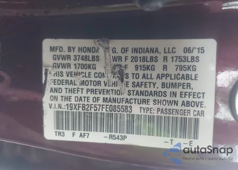 2015 Honda Civic Lx from USA, damaged, VIN 19XFB2F57FE085583